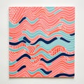 Bold And Vibrant Tile Design With Pink And Blue Wavy Patterns