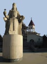 Monument to Georgian Queen Tamara and Saint Peter church in the center of Akhaltsikhe, Georgia.