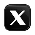 X button icon. Social network. Black square design. X cancel symbol. Glossy web element. Royalty Free Stock Photo