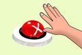 X Button used in contests with judge`s hand Royalty Free Stock Photo