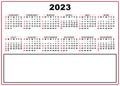 2023 70x50 Calendar - Ready For Print - Red Frame Black And White Numbers - 3D Illustration