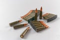 7.62x39 calibre target shooting rifle cartridges Royalty Free Stock Photo