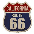 "California, Route 66" vintage sign isolated on white background, vector illustration