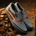 Vans Slip On Black Gray Leather Stripes - Fall Collection