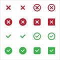 X and Cheklist icon set