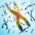 X-chromosomes as a concept for human biology medical symbol gene therapy or microbiology genetics research. 3d