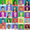 5 x 5 Colourful Grid with facial expressions Royalty Free Stock Photo