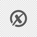 X Cross Mark in Circle, Vector icon. Rejected sign