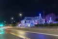 'Daft As a Brush' cancer patient transport charity's building lit up in Newcastle upon Tyne, UK
