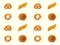 Bakery pattern with bread, pretzel and bagel Royalty Free Stock Photo