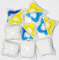 Poster illustrated image of dishwasher tablets on a white background Royalty Free Stock Photo