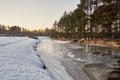 Frozen river in countryside