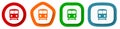 Railway, train, subway, transportation vector icon set, flat design buttons on white background Royalty Free Stock Photo