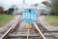 "derail" sign on a railroad Royalty Free Stock Photo