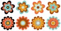 8 Retro Style Distressed Flowers