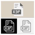 X3f document file format. collection of flat file type icons for attractive presentations. Can be used for websites, UI and Royalty Free Stock Photo