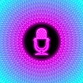 Podcast neon concept symbol microphone sign background Royalty Free Stock Photo