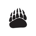 The footprint of a bear. Vector icon isolated on white background. Black drawing in a flat style. Royalty Free Stock Photo
