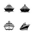 front-facing modern ship icon. realistic vector ship illustration. minimalistic navy blue ship design. Royalty Free Stock Photo