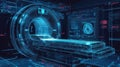 x futuristic wireframe style of an mri machine x ray Royalty Free Stock Photo