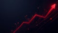 & x22;Glowing Red Growth Arrow with Digital Data Points on Dark Background& x22; Royalty Free Stock Photo