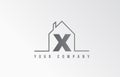 X home alphabet icon logo letter design. House for a real estate company. Business identity with thin line contour