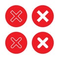 X icon vector isolated on circle background. Cross, wrong, error sign symbol