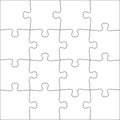 4x4 Jigsaw puzzle blank template background light lines. every piece is a single shape. Vector illustration Royalty Free Stock Photo