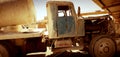 & x22;KrAZ 1954& x22; , a Very old truck still on service, working on a desert.