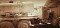 & x22;KrAZ 1954& x22; , a Very old truck still on service, working on a desert.