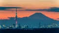 Kylo Ren light-up of Tokyo Skytree with Mt. Fuji Royalty Free Stock Photo