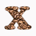 X, letter of the alphabet - coffee beans background