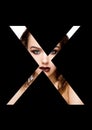 X letter beauty makeup girl creative fashion font