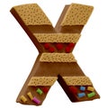 X letter. Cake Font. Cake Font.. Handmade with plasticine. Royalty Free Stock Photo