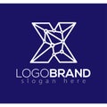 X Letter connect network logo element. Letter technology logo template