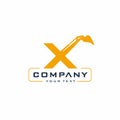 X Letter Excavator Logo Design Vector Royalty Free Stock Photo