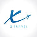 X letter fly travel company logo Royalty Free Stock Photo