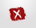 X Letter Logo in Red Square Grunge Element. Retro Rusty Square logo design template