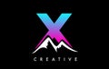 X Letter Mountain Logo. Letter X with Mountain Peaks Shape Vector Illustration