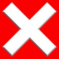 X letter, X shape with bevel effect. Prohibition, restriction, d