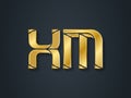 X and M initial golden logo. XM - Metallic 3d icon or logotype template. XM - Vector design element. Gold