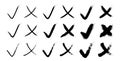 X Mark Brush, Check Mark Icon Set, Grunge X, Grunge Cross, Checkbox, Brush Drawn Vote Symbol