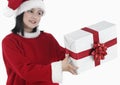 X-mas little girl with huge present Royalty Free Stock Photo