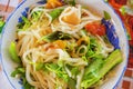 ( Mi Quang) noodle with meat, vegetable, fish, chicken and spices