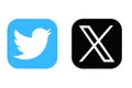 X New Twitter icon. Twitter rebrand little bird to X letter symbol. Twitter X new logo vcetor. Elon Musk change social media logo Royalty Free Stock Photo