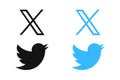 X New Twitter icon. Twitter rebrand little bird to X letter symbol. Twitter X new logo vcetor. Elon Musk change social media logo Royalty Free Stock Photo