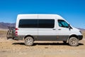 4x4 offroad van with hitch bike rack installed on the back. Off-road camper with bicycle rack. Travel, tourism concept. Healthy Royalty Free Stock Photo