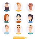 Cheerful people avatar collection. User faces. Trendy modern style. Flat Cartoon Character design.