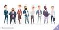 Businessman or people character design collection. Modern cartoon flat style. Young professional males poses.