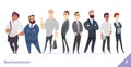 Businessman or people character design collection. Modern cartoon flat style. Young professional males poses.